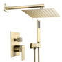 Yescom Shower Faucet Set with Handheld 10" Square Shower Head, Brass Gold Image