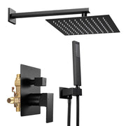 Yescom Shower Faucet Set with Handheld 10" Square Shower Head, Matte Black Image