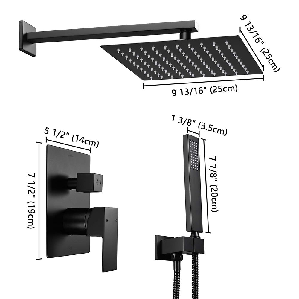 Yescom Shower Faucet Set with Handheld 10" Square Shower Head Image