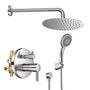 Yescom Shower Faucet Set with Handheld 10" Round Shower Head, Brushed Nickel Image