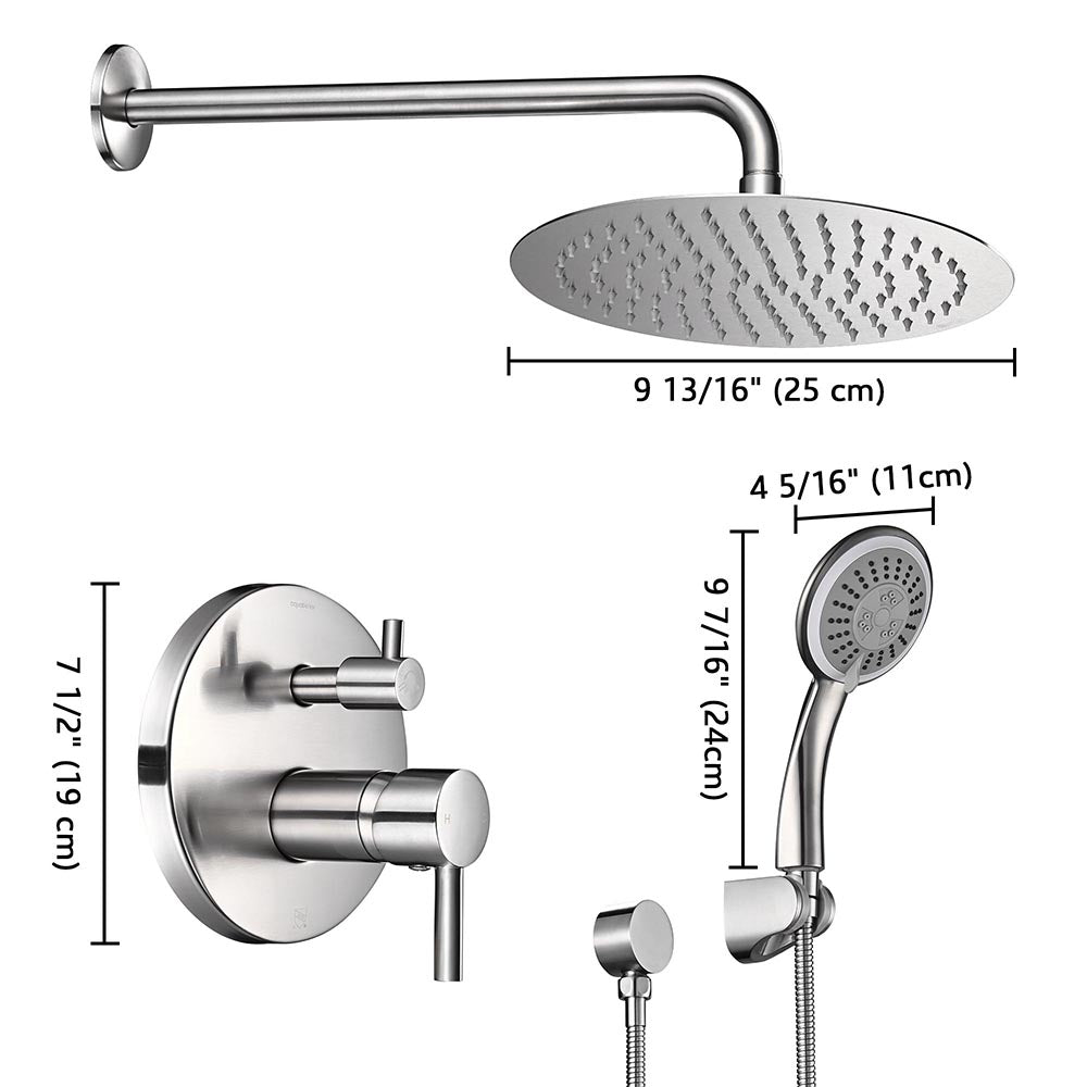 Yescom Shower Faucet Set with Handheld 10" Round Shower Head Image