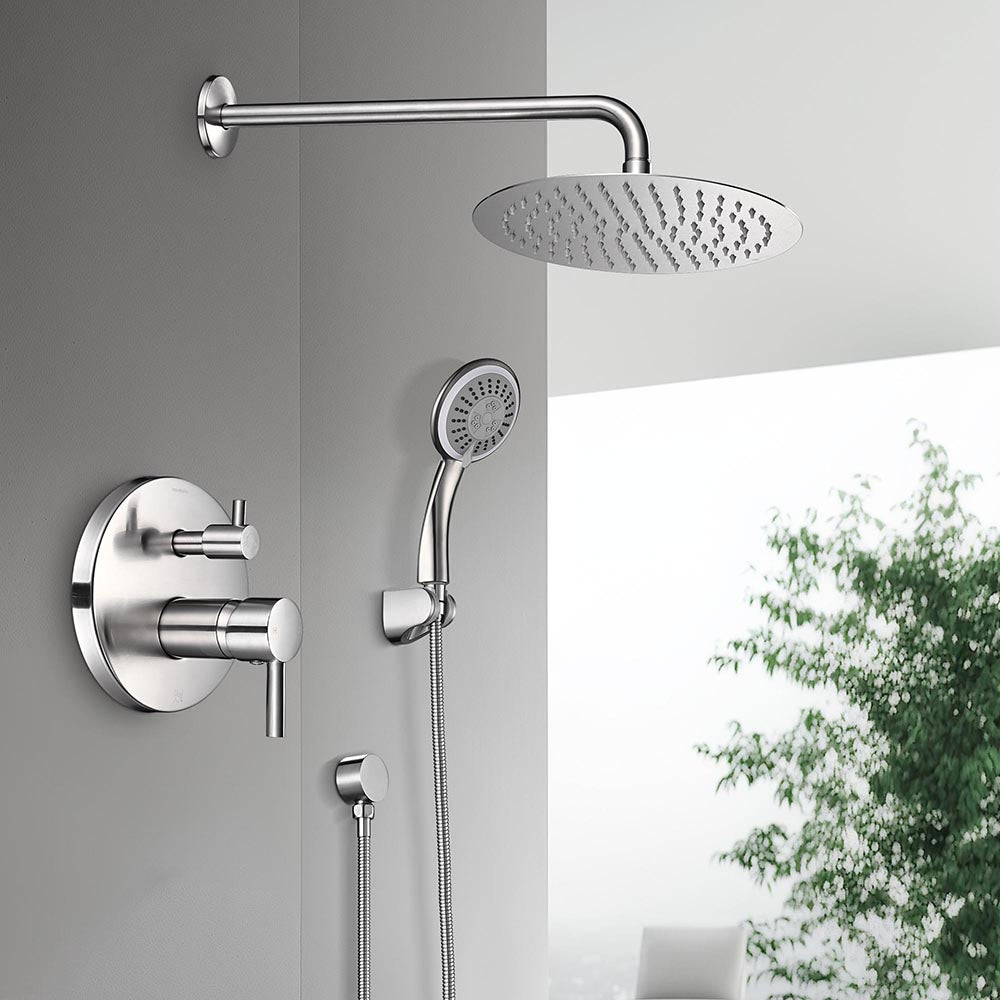 Yescom Shower Faucet Set with Handheld 10" Round Shower Head Image