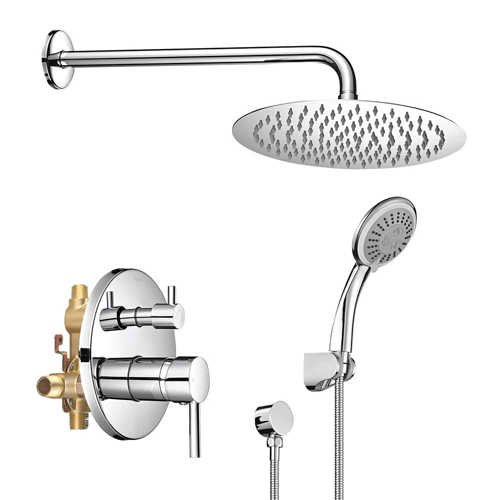 Yescom Shower Faucet Set with Handheld 10" Round Shower Head, Chrome Image