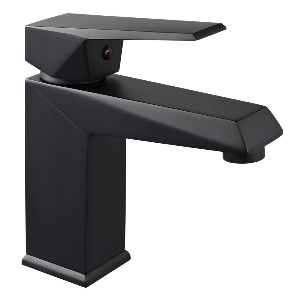 Yescom Single Handle Bathroom Faucet Cold Hot 7"H, Matte Black Image