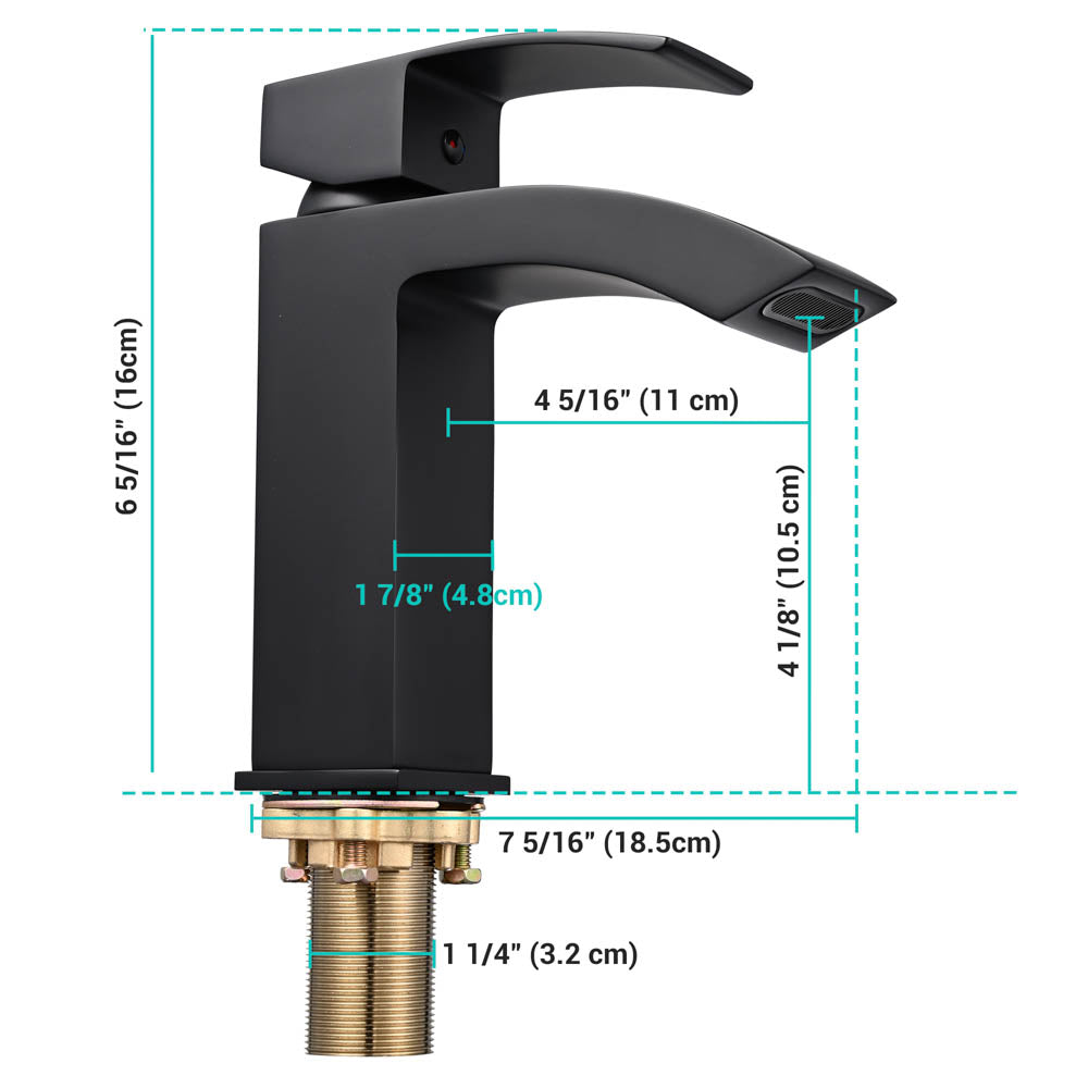 Yescom Single Handle Bathroom Faucet Square Cold Hot Image