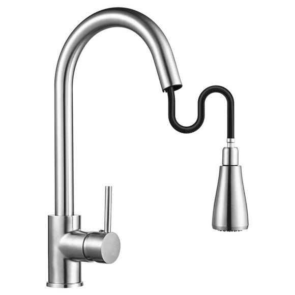 Yescom Pull Down Kitchen Faucet with Sprayer 2.2GPM Brushed Nickel Image