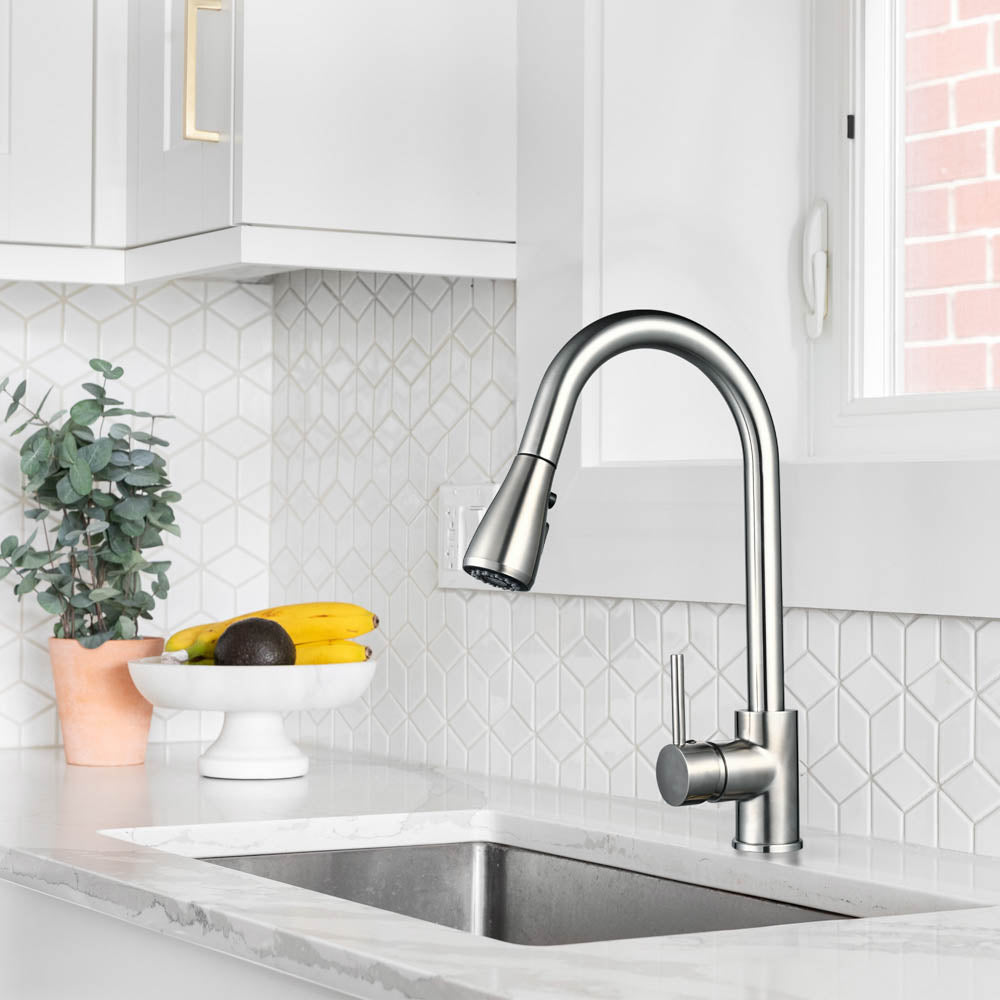 Yescom Pull Down Kitchen Faucet with Sprayer 2.2GPM Brushed Nickel Image