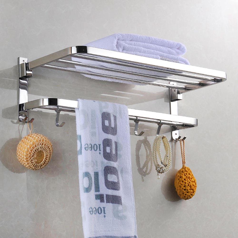 Yescom 23" Stainless Steel Towel Shelf Rack Wall-Mounted Towel Holder Image