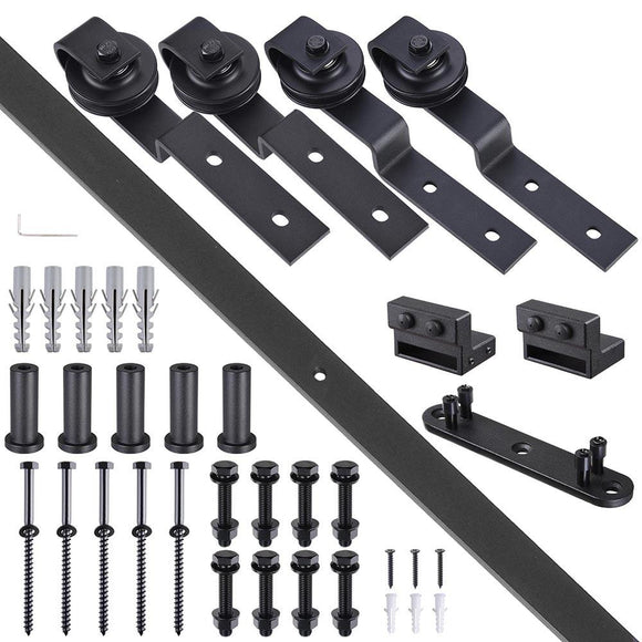 Yescom 6.6 ft Bypass Sliding Barn Hardware Single Track Kit 2-Doors Image