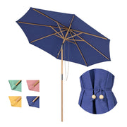 Yescom 9ft Patio Wood Market Umbrella Acrylic Fabric Tilt Image